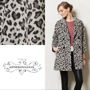 Like New Anthro Grey Leopard Trapeze Coat